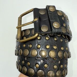 NANNI Brown Studded Leather Belt Made in Italy Sz 84/34. 39”